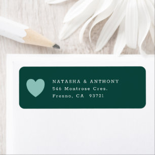 Étiquette Vert foncé avec Mariage de coeur
