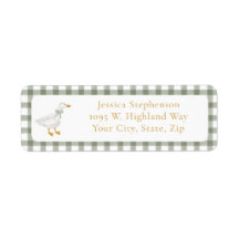Vert Gingham Cottagecore Adresse de Retour