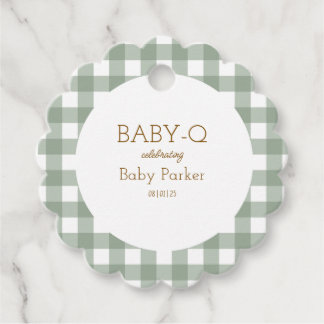 Étiquette verte En vichy Baby shower Favoriser