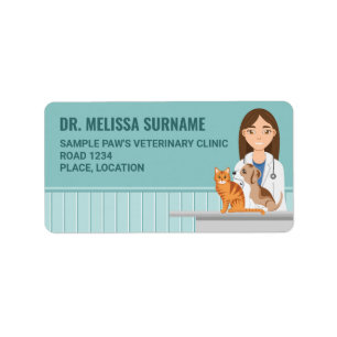 Étiquette Vétérinaire Clinique Vétérinaire Femme Animaux de