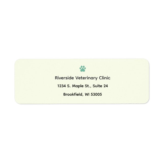 Étiquette Veterinary Clinic Return Address Labels (Devant)