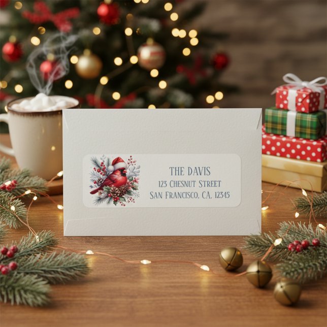 Étiquette Vibes d'hiver Cardinal du Nord - Adresse de retour (Créateur téléchargé)