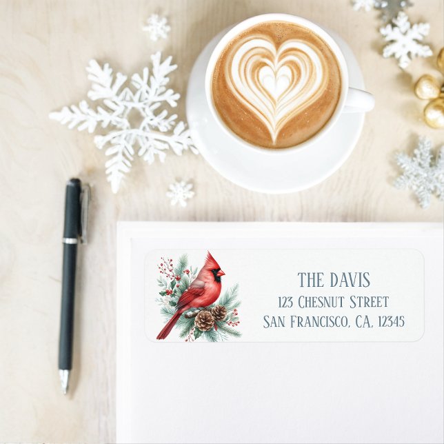 Étiquette Vibes d'hiver Cardinal du Nord - Adresse de retour (Créateur téléchargé)