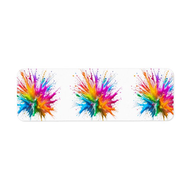 Étiquette Vibrant Rainbow Paint Splatter Explosion (Devant)