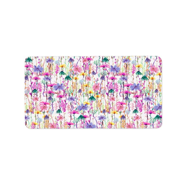 Étiquette Vibrant Watercolor Wildflowers (Devant)