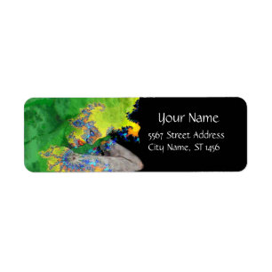 Étiquette VIBRATIONS DE MATIÈRE Vert Jaune Noir Fractée