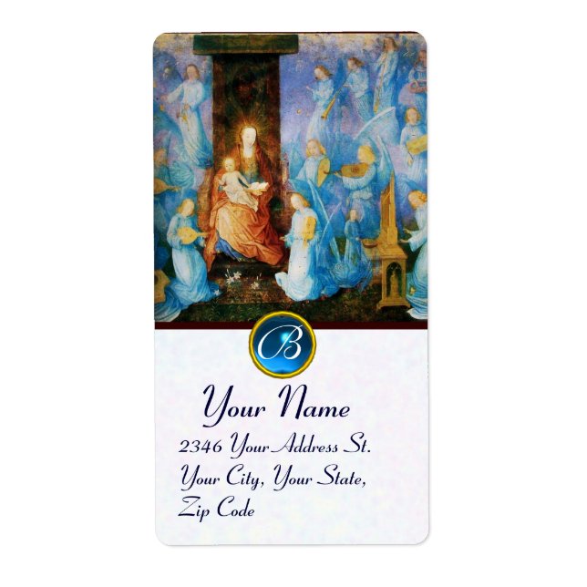 ÉTIQUETTE VIERGE AVEC ENFANT -CONCERT D'ANGES MONOGRAMME (Devant)