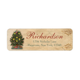 Étiquette Vieux Noël victorien antique Bougies Saint