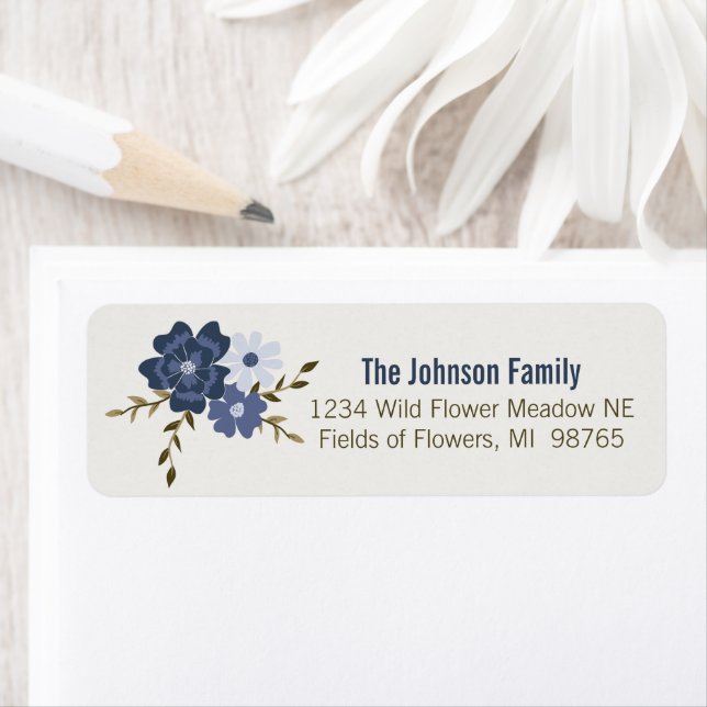 Étiquette Vignes bleues Fleurs Botaniques (En situation)