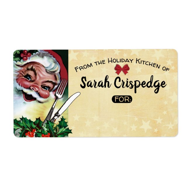 Étiquette Vignobles ustensiles de Noël nourriture de vacance (Devant)