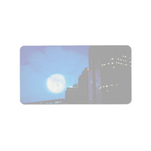 Étiquette Ville la nuit avec la lune