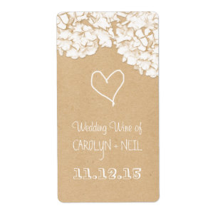 Étiquette Vin floral de mariage d'hortensias rustiques