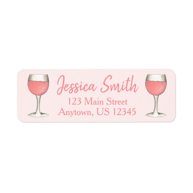 Étiquette Vin Rosé Verre rose Blush Zinfandel Personnalisé (Devant)