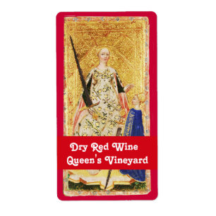 ÉTIQUETTE VIN ROUGE DE LA REINE/TAROTS ANTIQUES