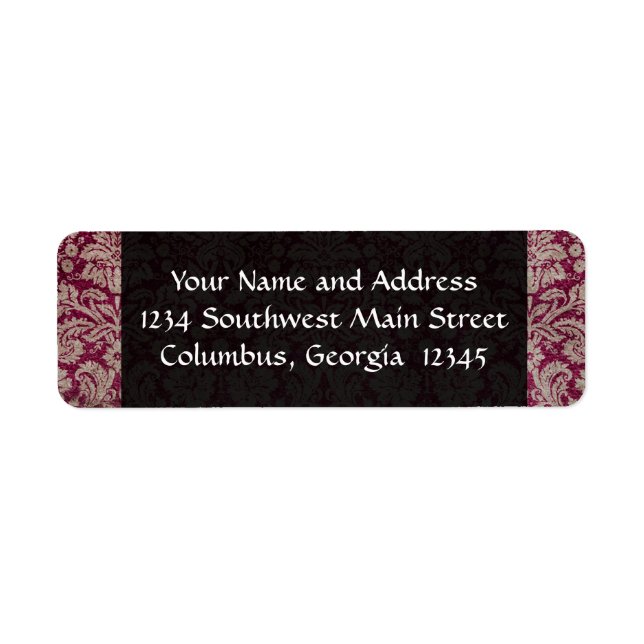 Étiquette Vin vintage Damask, Personnalisé (Devant)