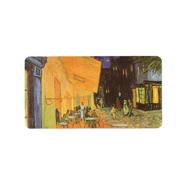 Étiquette Vincent van Gogh - Café Terrasse en soirée (Devant)