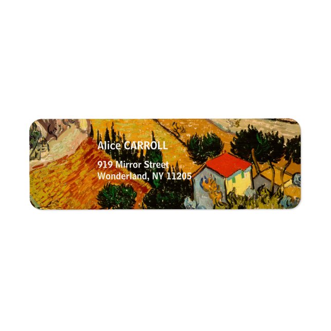 Étiquette Vincent van Gogh - Paysage, Maison et Plowman (Devant)