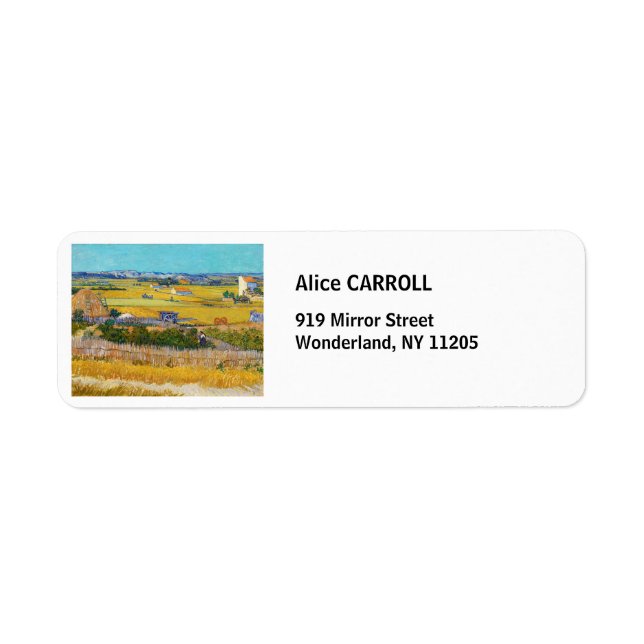 Étiquette Vincent van Gogh - Récolte à La Crau (Devant)