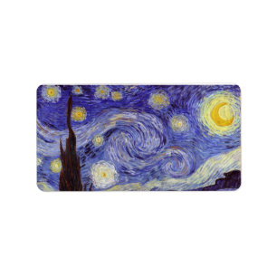 Étiquette Vincent Van Gogh Starry Nuit Vintage Art