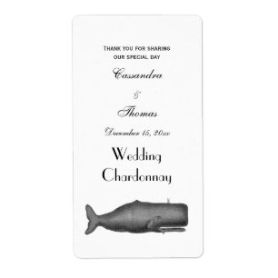 Étiquette Vintage 19th Century Whale Drawing N
