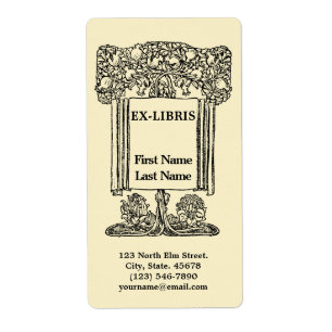 Étiquette Vintage Art nouveau grenade Ex-libris Modèle