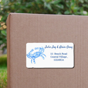 Étiquette Vintage blue crab - personalized