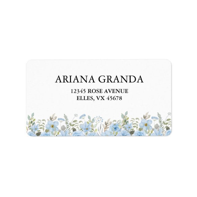 Étiquette Vintage Blue Floral Mariage Adresse de retour (Devant)