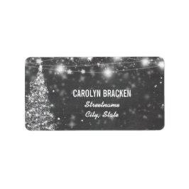 Étiquette Vintage Chalkboard Étoiles chatoyantes Arbre de No