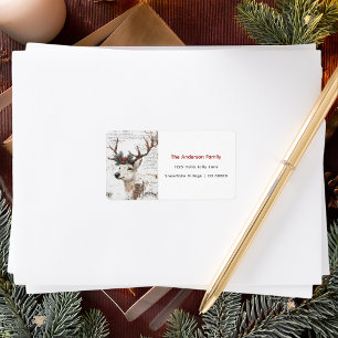 Étiquette Vintage Christmas Winter Reinder Adresse