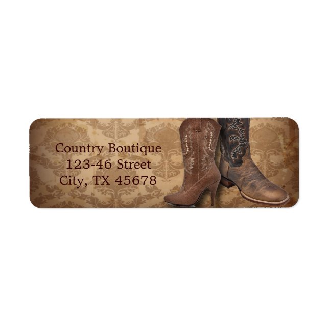 Étiquette vintage damas western country cowboy (Devant)