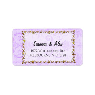 Étiquette Vintage Damask Purple Mariage