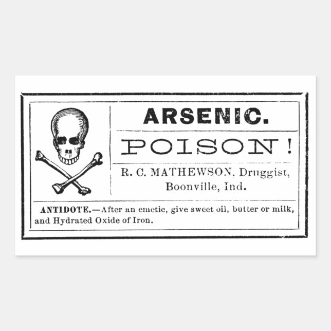 Étiquette vintage de poison d'arsenic (Devant)