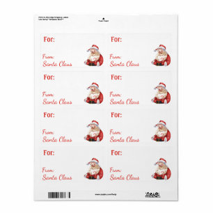 Étiquette Vintage de Santa Claus personnalisé NOM cadeau