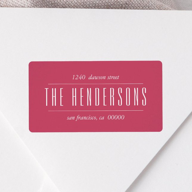 Étiquette Vintage Family Name Red Address (Créateur téléchargé)