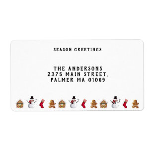 Étiquette Vintage Gingerbread Maison Cookie Et Snowman