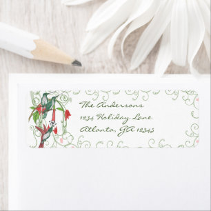 Étiquette Vintage Humingbird Swirl Christmas Return Adresse