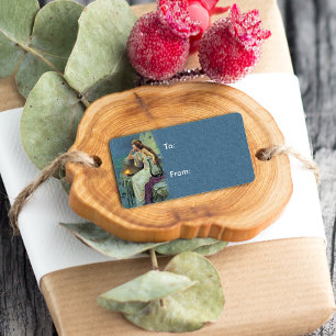 Étiquette Vintage Jolie Fée Fae Harp Candle Océan