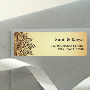 Étiquette Vintage Mehendi Henna Mariage indien