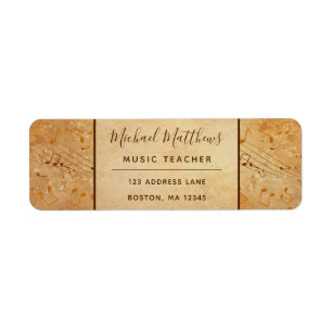 Étiquette Vintage Music Notes Elegant Musical Address