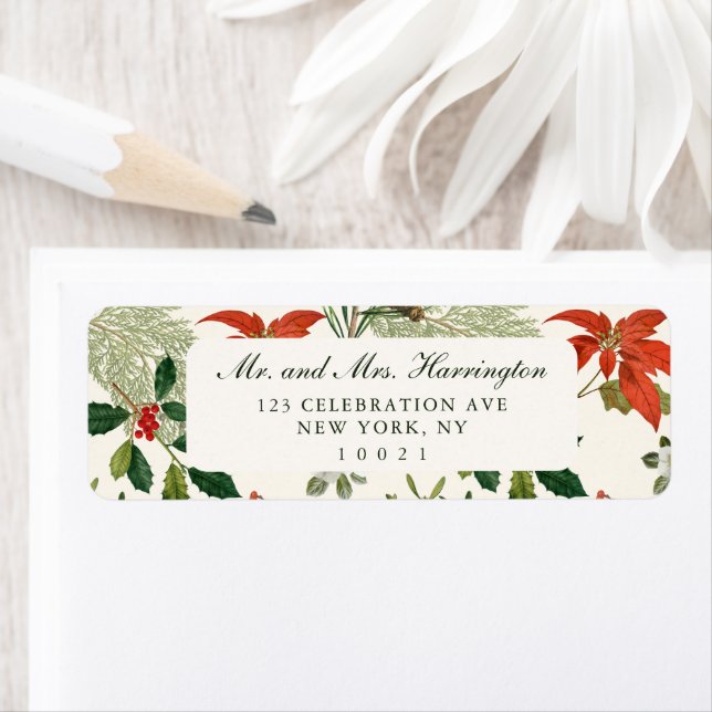 Étiquette Vintage Noël Motif de verdure (En situation)