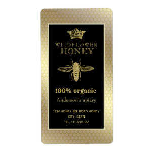 Étiquette Vintage pot de miel de la reine d'abeille de couro