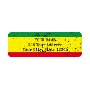 Étiquette Vintage rastafarian flag reggae style adresse