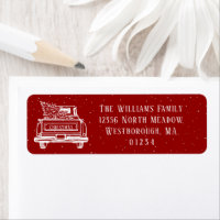 Vintage Red White Truck Christmas Adresse de retou