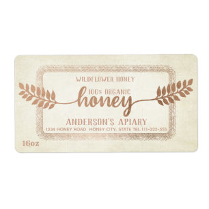 Étiquette Vintage rustic calligraphy honey branch