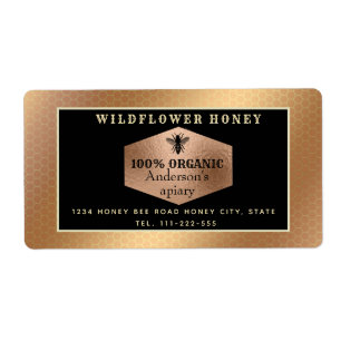 Étiquette Vintage rustique rose or queen bee miel pot