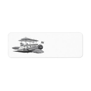 Étiquette Vintage Science Fiction Steampunk Airship Eclipse