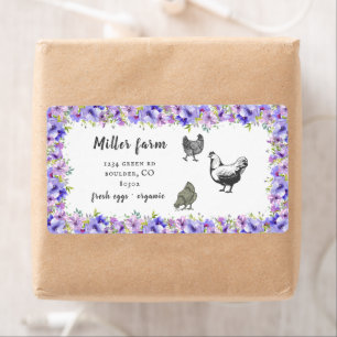 Étiquette violet garden floral rustic script egg carton labe