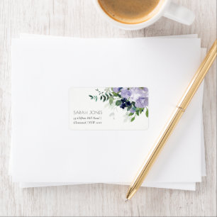 Étiquette Violet Nuit Rustique Floral Feuillu Adresse