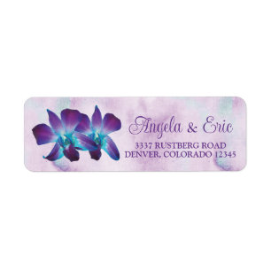 Étiquette Violet Turquoise Bleu Dendrobium Mariage orchidée