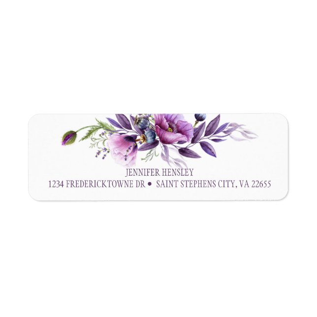 Étiquette Violet Violet Lavande Fleurs sauvages Adresse de r (Devant)